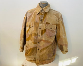 Vintage 1980er Patchwork Leder WildlederJacke. Western. Herren Cowboy Jacke. Vintage Western Look. Männergröße mittel. Coole Steppjacke