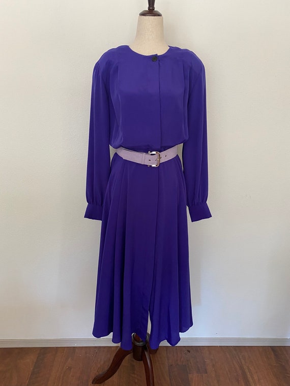 Vintage sz M/L purple 1980's does 1940's dress. 1… - image 3