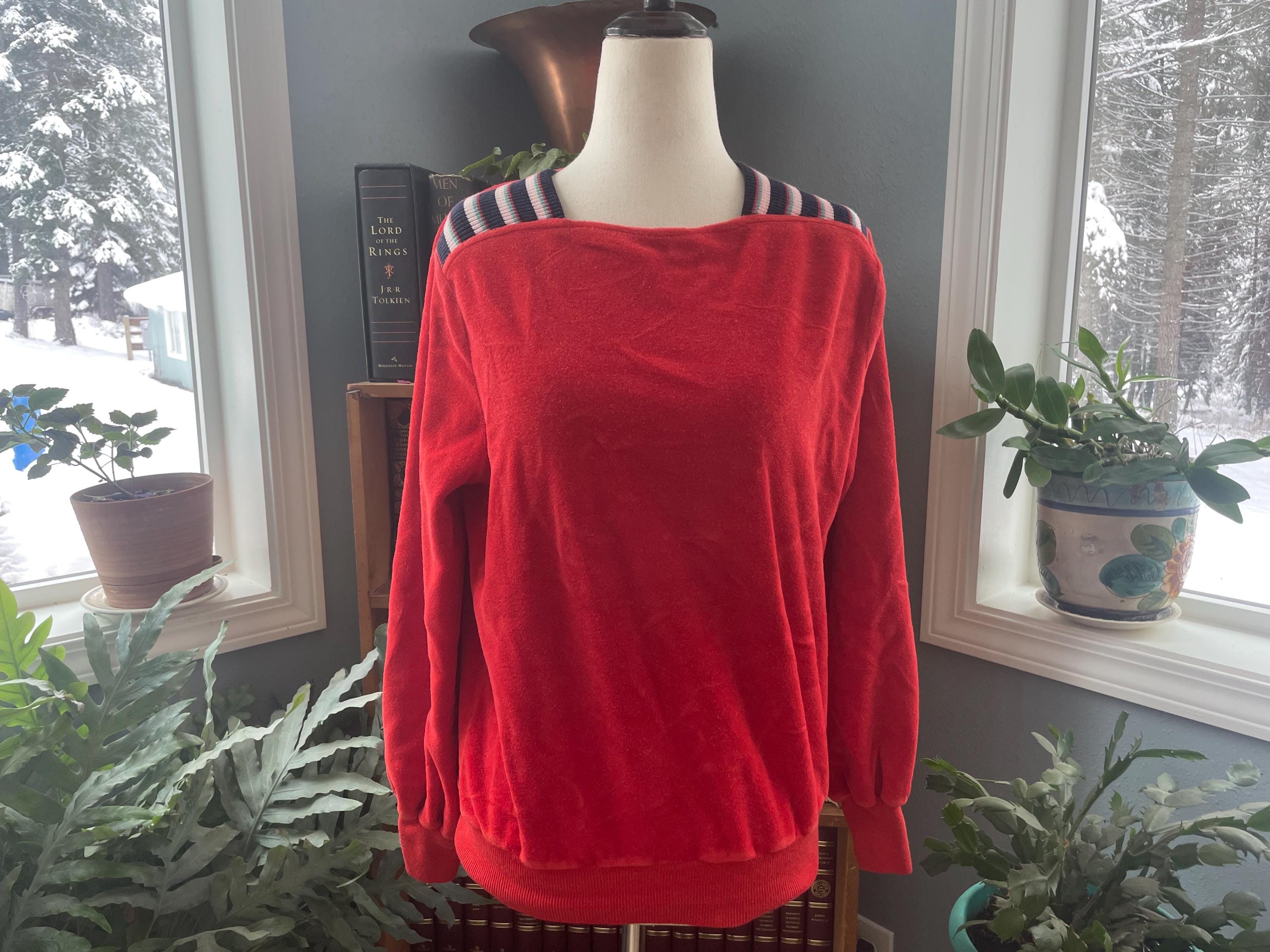 Vintage '70's Velour Sweater Tracksuit Top. Sweatsuit. Sweatshirt
