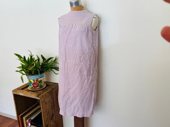 Purple and white 1950s cotton housedress or night… - image 1