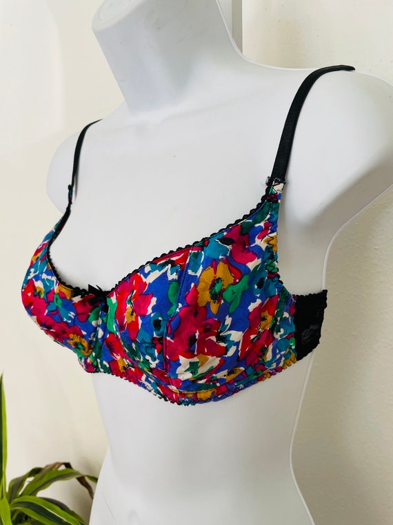 size 36 C Silk Watercolor style bra. 1980s Adrian… - image 5