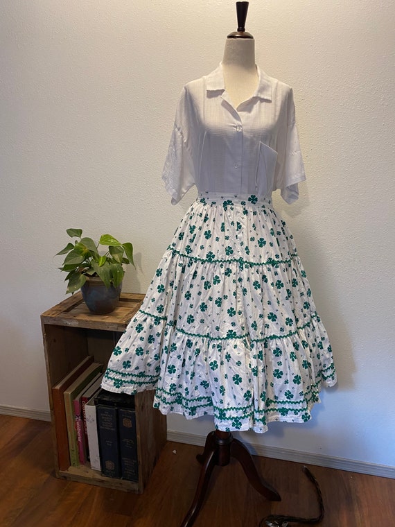 1950s rare novelty print 4H skirt. Western. Circl… - image 3