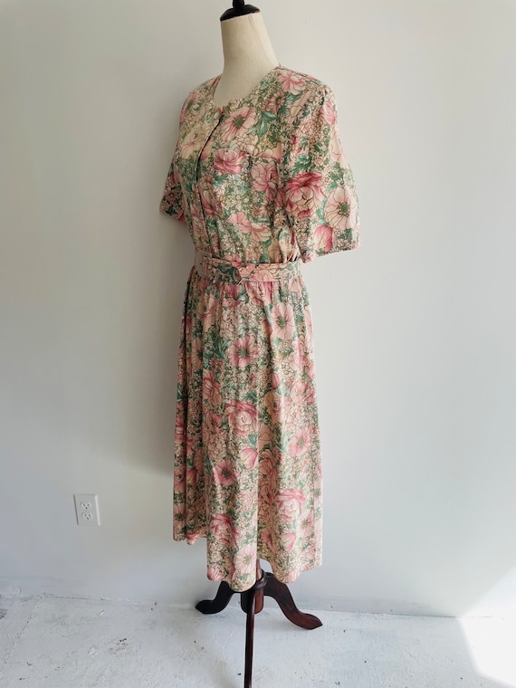 Sz 8 church dress. 90’s Floral Dress. Blousy. Ful… - image 4
