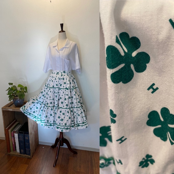 1950s rare novelty print 4H skirt. Western. Circl… - image 1