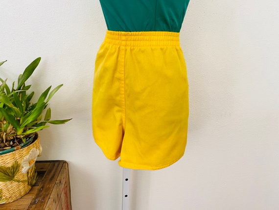 1970s sz L Yellow Shorts.  Cotton Blend cloth sho… - image 1