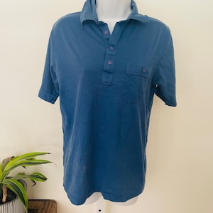 70's blue Collared Polo Shirt by Par-four for JC Penneys. Golf Shirt. Cotton Blend. Vintage thin tee. Preppy 1970s lookbook. Size medium