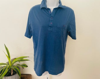 70's blue Collared Polo Shirt by Par-four for JC Penneys. Golf Shirt. Cotton Blend. Vintage thin tee. Preppy 1970s lookbook. Size medium