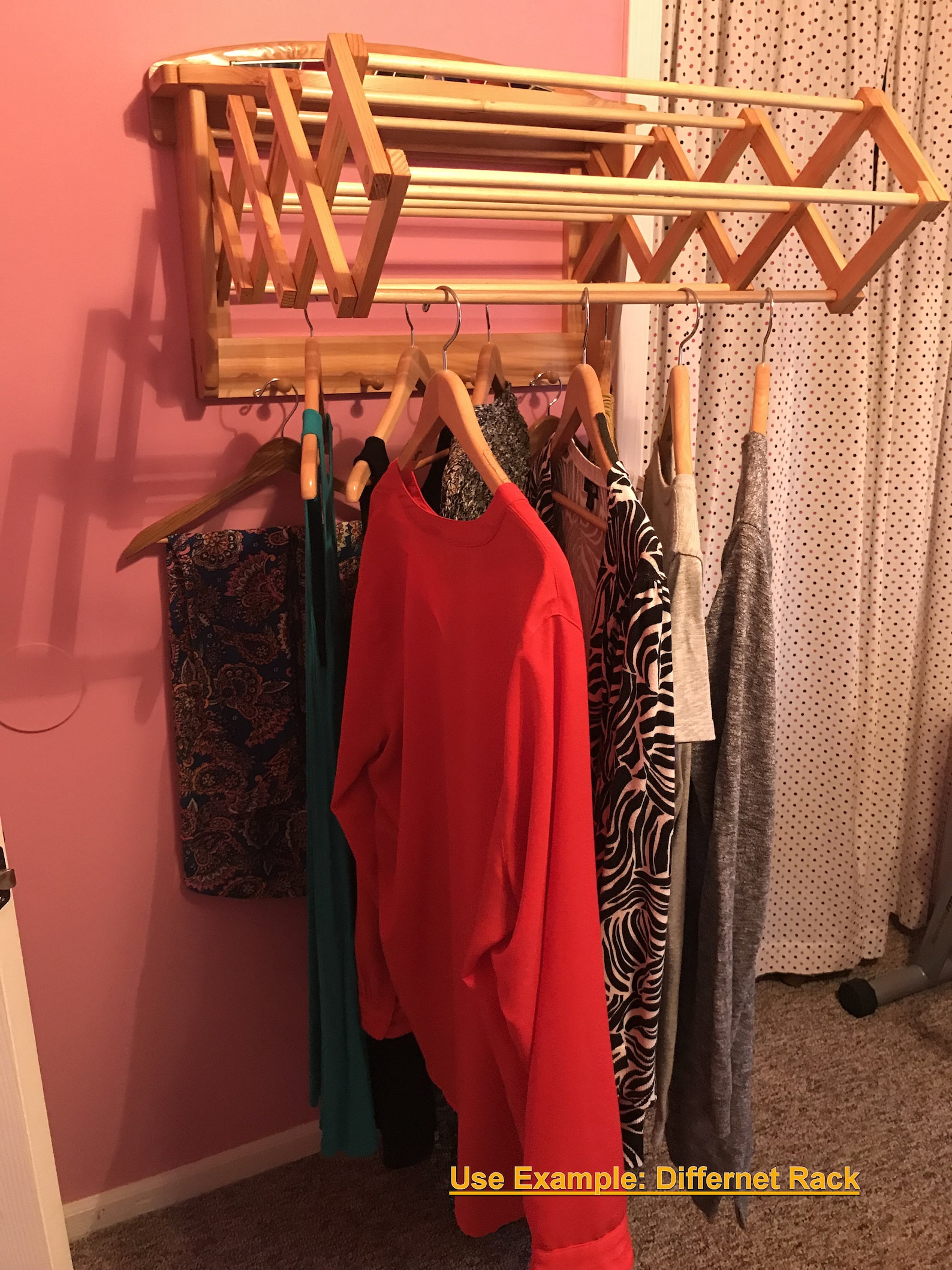 Modern Look White Wall Hanging Drying Rack shown on Etsy