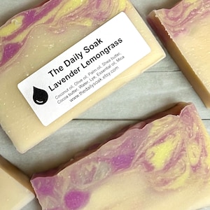 Bar Soap Lavender Lemongrass Soap - Natural Bar Soap, Handmade Soap, Homemade Soap, Handcrafted Soap Scented with Essential Oils.