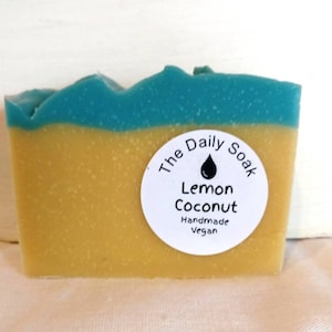 Handmade bar soap lemon and coconut.