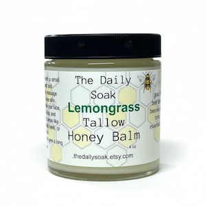 Tallow Balm with Raw Honey: Sensitive Skin Face Cream - 4oz Lemongrass