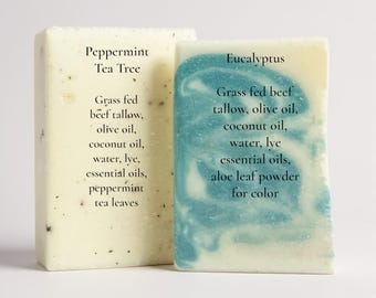 Tallow soap. Grass fed beef tallow soap. unscented beef tallow soap and scented beef tallow soaps.