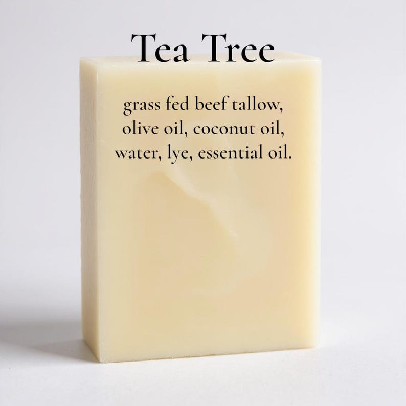 Tallow Soap: Grass Fed Beef Tallow Bar Soap Tea tree