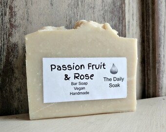 Handmade Rose Soap, Passion Fruit and Rose Soap, Bar Soap, Natural Homemade Soap.