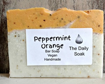 Peppermint Orange soap, Handmade natural Peppermint Orange soap. vegan soap.