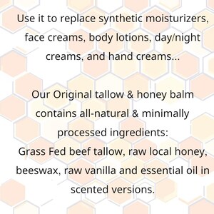 Tallow Balm with Raw Honey: Sensitive Skin Face Cream - 4oz image 2
