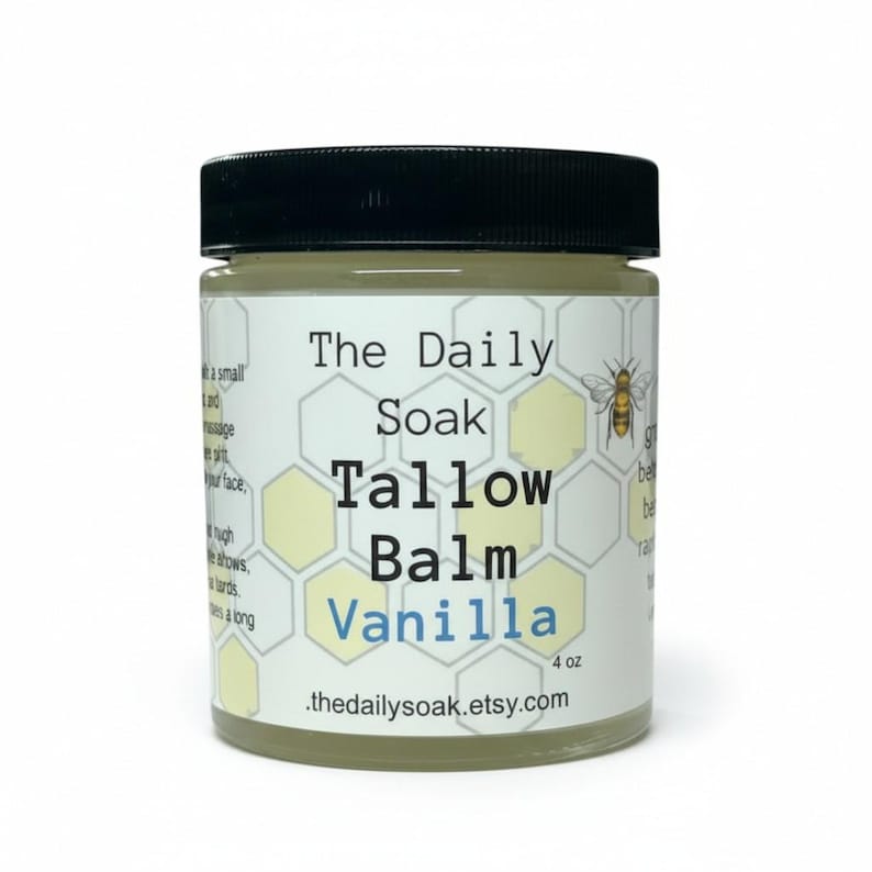 Tallow Balm with Raw Honey: Sensitive Skin Face Cream - 4oz Vanilla Bean