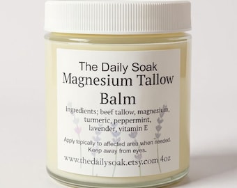 Magnesium Tallow Balm: Turmeric, Lavender & Peppermint - 4oz