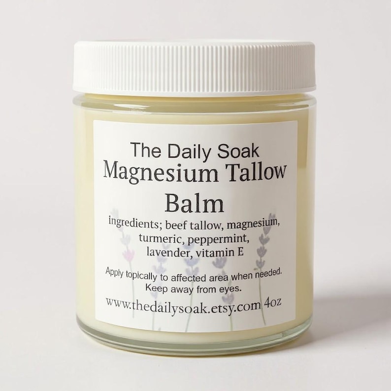 Magnesium Tallow Balm: Turmeric, Lavender & Peppermint - 4oz image 1