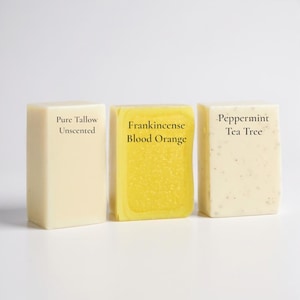 Tallow soap. Grass fed beef tallow soap. unscented beef tallow soap and scented beef tallow soaps.