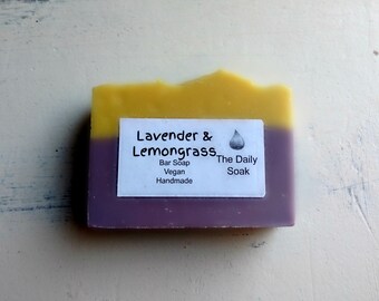 Lavender Lemongrass Soap - Natural Bar Soap, Handmade Soap, Homemade Soap, Handcrafted Soap Scented with Essential Oils.