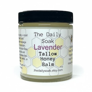 Tallow Balm with Raw Honey: Sensitive Skin Face Cream - 4oz Lavender