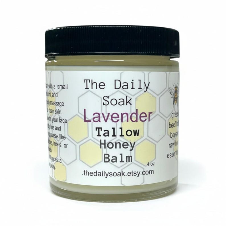 Tallow Balm with Raw Honey: Sensitive Skin Face Cream - 4oz Lavender