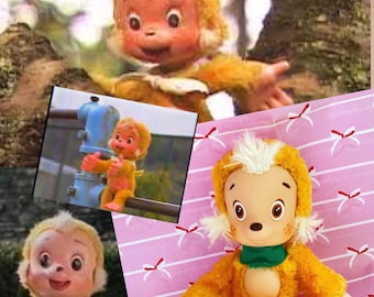 Muñeco de peluche vintage con cara de goma de mono Osaru no Pokke - Serie de televisión japonesa NHK