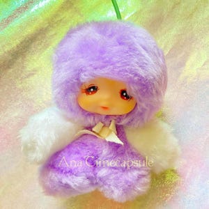 Kawaii RARE Takara Fruiti / Fruiti Ajena / Purple Cherry vintage 1980s rubber face plush doll Takara Taiwan from Japan