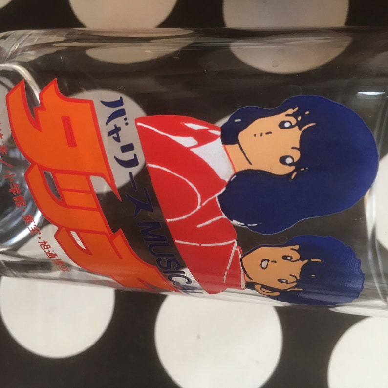 Kawaii manga anime glass by Adachi Mitsuru in 80s from Japan
