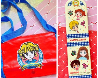 Kawaii Marmalade Boy pencil box OR Narumi Chan Furoku bag gift from Ribon magazine by Koi Ikeno anime manga 1990s Japan