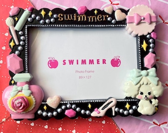 Kawaii Swimmer Chocoholic Photo Frame, Poodle Cutecore Lolita