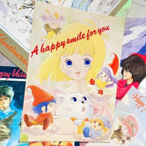 Ensemble de 5 cartes postales vintage Kawaii Little Memole et autres mangas, anime, importées du Japon
