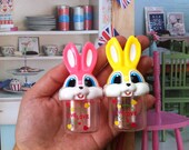 Kawaii pink and yellow PYON-CHAN rabbits small bottle from Japan