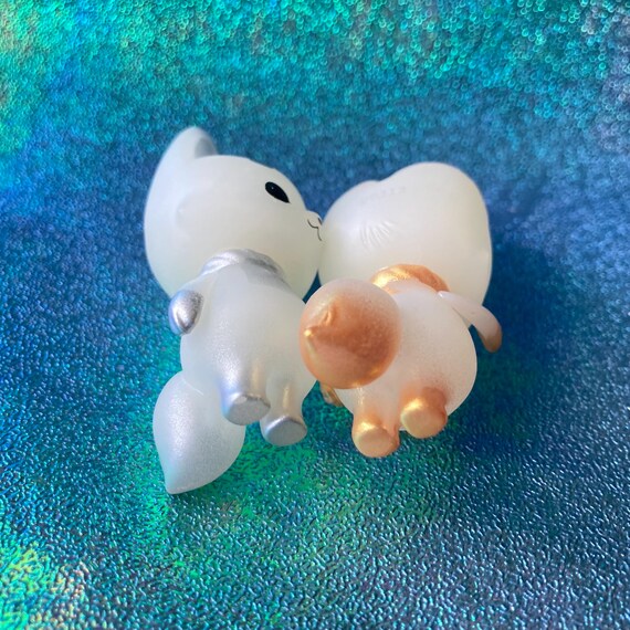 Kawaii Set of Kitsune Banjihan Ace Little Fox Gold & Silver Sofubi
