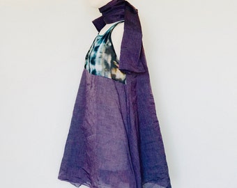 Purple shantung silk dress, violet dress, blue summer dress, chiffon dress, one of a kind, short dress, shift dress, silk maternity dress