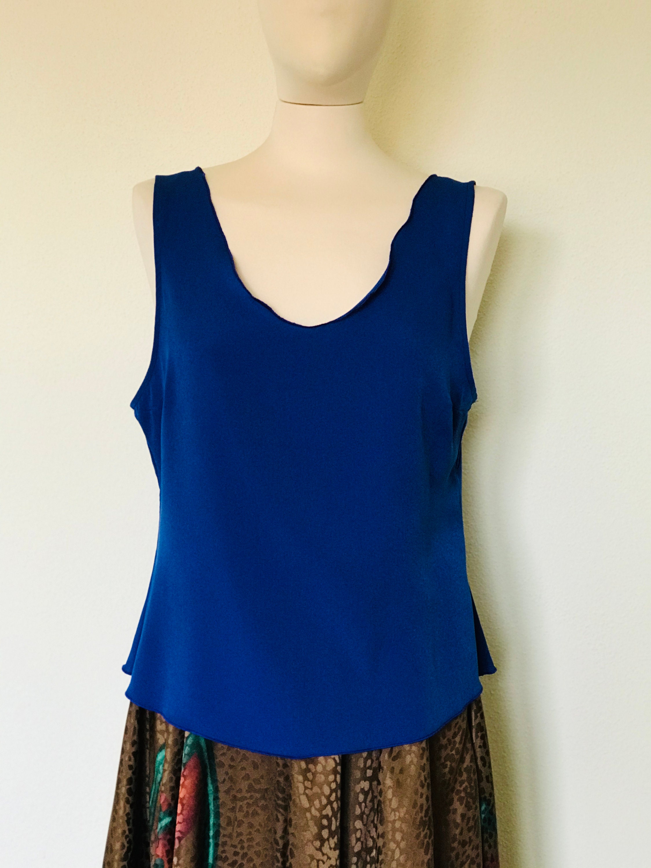 Cobalt blue silk top sleeveless | Etsy