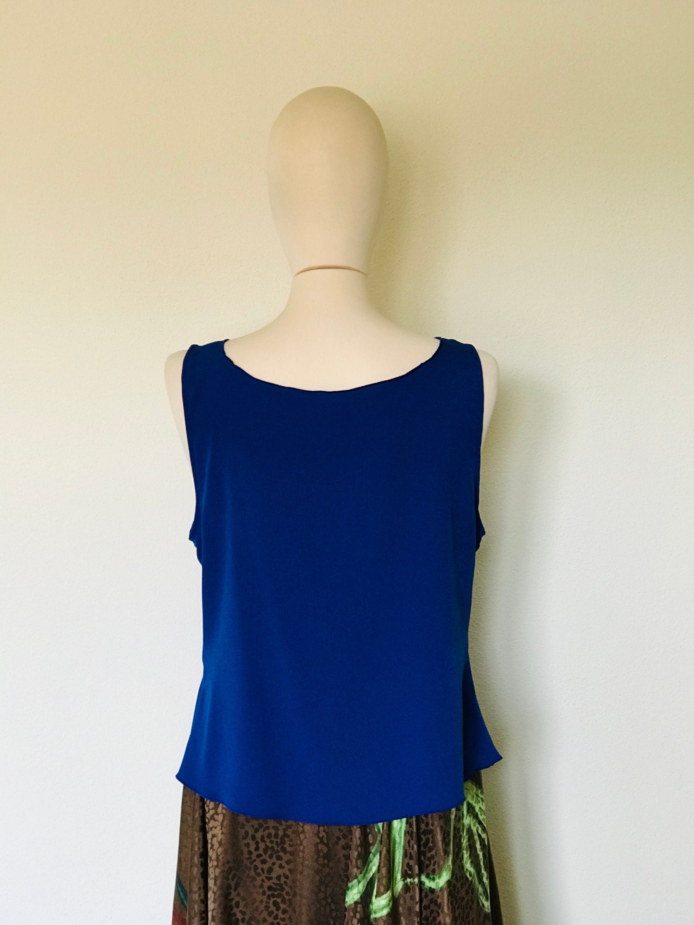 Cobalt blue silk top sleeveless | Etsy