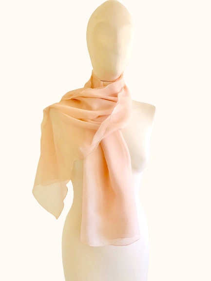 Old rose pleated silk chiffon scarf