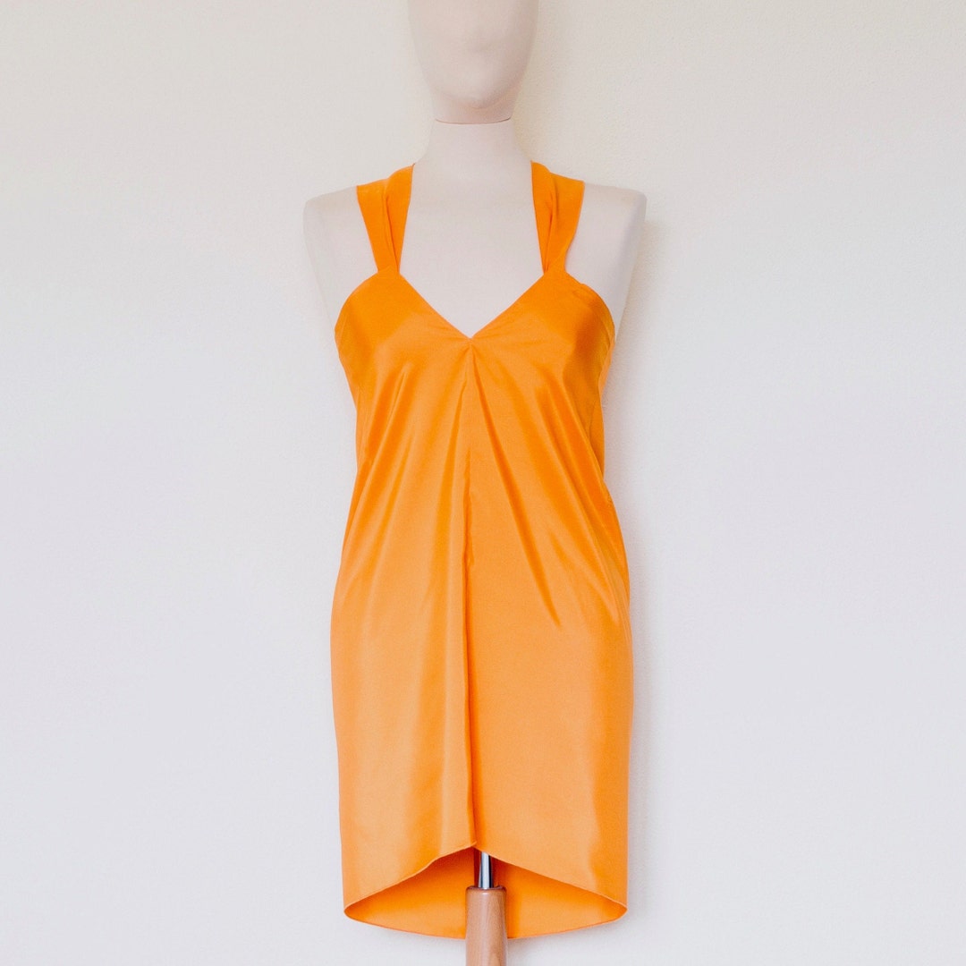 orange criss cross dress Orange Cross Halter Prom Dress With Slit 48398