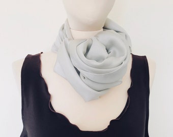 Silver silk shawl, light grey scarf, one of a kind, silk scarf women, large silk scarf, lightweight scarf, silk hair scarf, long silk scarf