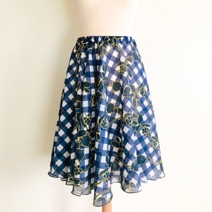 Blue and white skirt, blue skirt, cotton skirt, floral skirt, full circle skirt, elastic waist skirt, poodle skirt, wrap skirt, pleated
