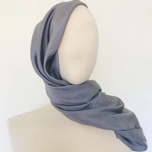 Dark gray scarf, silk chiffon scarf, silk scarf women, 100 silk scarf, silk hair scarf, head scarf for women, large silk scarf, handmade