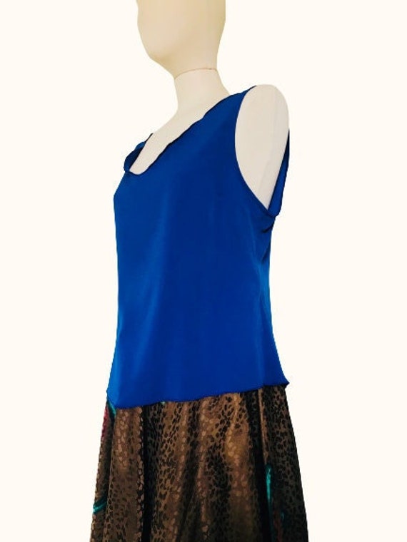 royal blue silk tank top