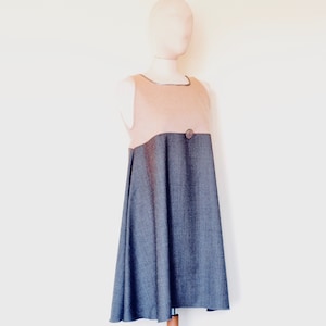 Beige and grey dress, wool dress, maternity dress, autumn dress, shift dress, winter dress, shift dress, elegant dress, midi dresses, plaid