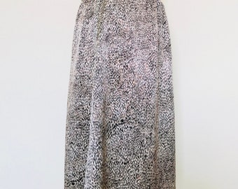 Brown and white skirt, silk skirt, one of a kind, slip skirt, elastic waist skirt, summer skirt, mid length skirt, wrap skirt, handmade