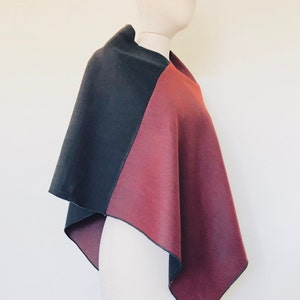 Red wool poncho, grey wool coat, red cape, one of a kind, wool cape, Medieval cloak, wool cloak, v shaped poncho, winter cape, poncho women image 1