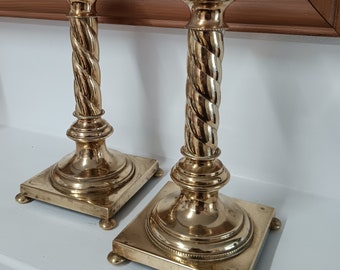 2 solid brass candlesticks  candle holders vintage  antique.