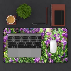 Floral Lavender Neoprene Desk Mat, Non-Slip image 1