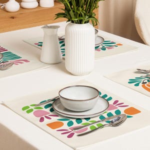 Abstract Blooms Modern Placemat, Cloth Placemats, Abstract Blooms Placemat Set, Graphic Placemat